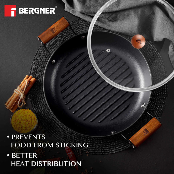 Odin 28 cm Lightweight Iron Grill Pan with Enamel Finish & Induction Base