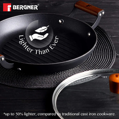 Odin 28 cm Lightweight Iron Grill Pan with Enamel Finish & Induction Base