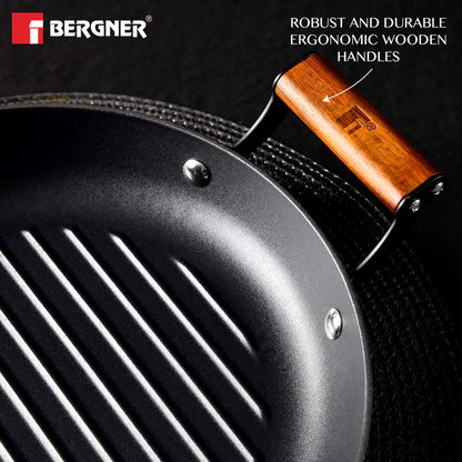 Odin 28 cm Lightweight Iron Grill Pan with Enamel Finish & Induction Base