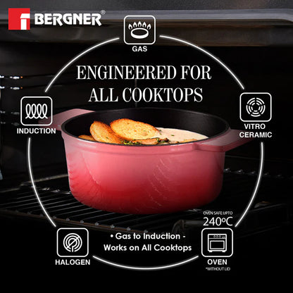 Excalibur Light Cast Iron Casserole with Lid – Pink | Bergner Premium Cookware