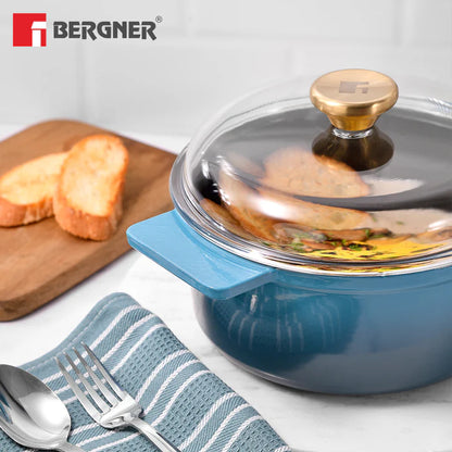 Excalibur Light Cast Iron Casserole with Lid – Blue | Bergner Premium Cookware