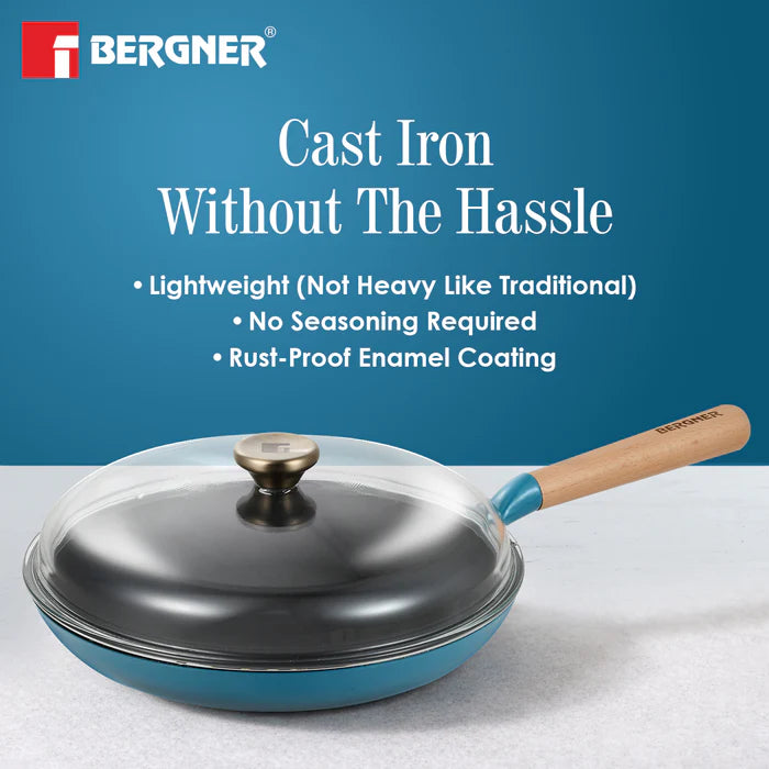 Excalibur Light Cast Iron Frypan 28cm with Lid | Induction & Gas Compatible
