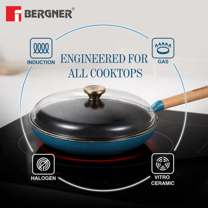 Excalibur Light Cast Iron Frypan 28cm with Lid | Induction & Gas Compatible