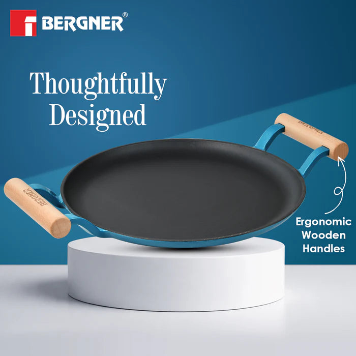 Excalibur Cast Iron Dosa Tawa with Double Handle | Induction & Gas Compatible