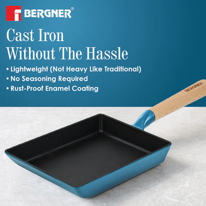 Excalibur Cast Iron Square Pan 23x18cm | Induction & Gas Compatible