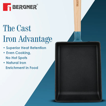 Excalibur Cast Iron Square Pan 23x18cm | Induction & Gas Compatible