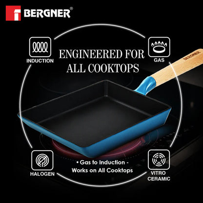 Excalibur Cast Iron Square Pan 23x18cm | Induction & Gas Compatible