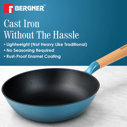 Excalibur Cast Iron Wok 24cm (2L) | Induction & Gas Compatible