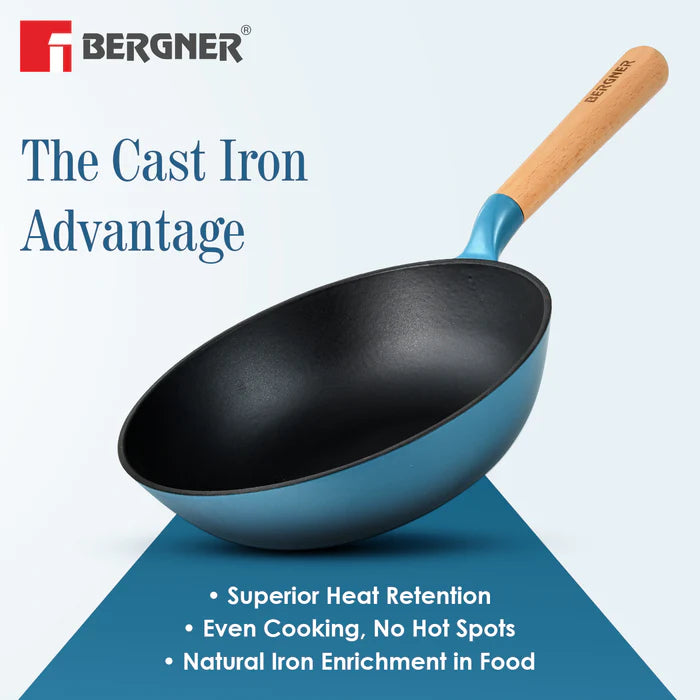 Excalibur Cast Iron Wok 24cm (2L) | Induction & Gas Compatible