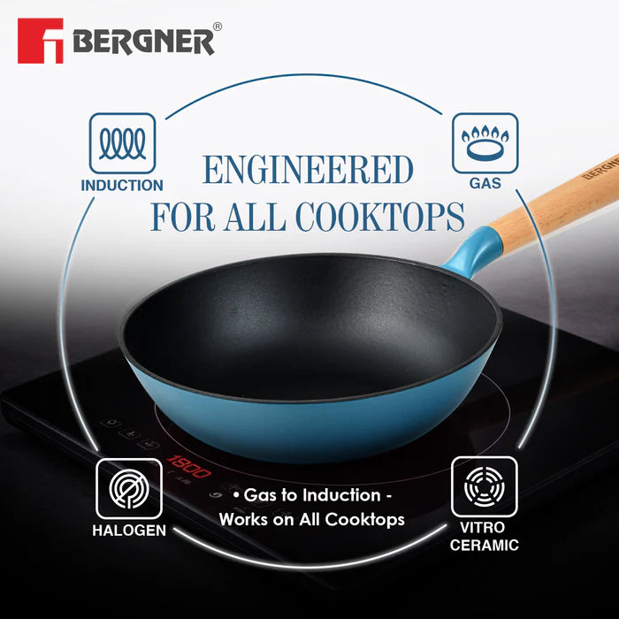 Excalibur Cast Iron Wok 24cm (2L) | Induction & Gas Compatible