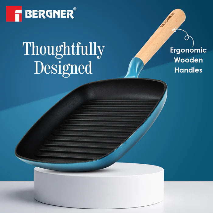 Excalibur Cast Iron Square Grill Pan 24cm | Induction & Gas Compatible
