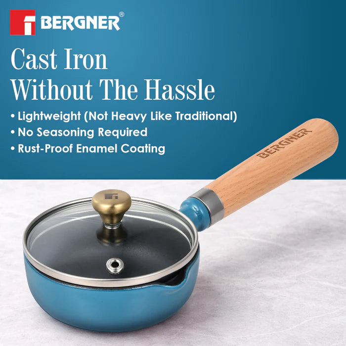 Excalibur Cast Iron Tadka Pan 12cm (200ml) with Lid | Induction & Gas Compatible