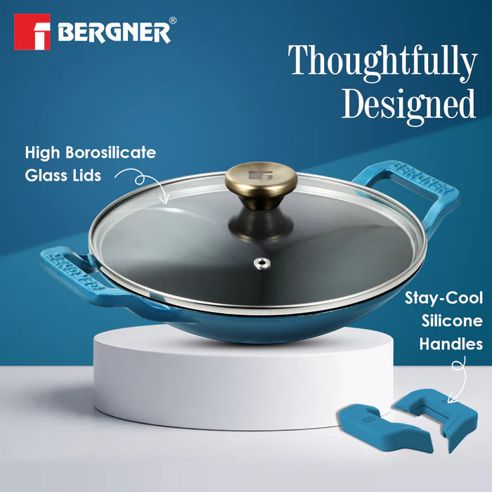 Excalibur Cast Iron 22cm (1L) Appachetty with Lid | Induction & Gas Compatible