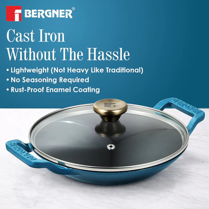 Excalibur Cast Iron 22cm (1L) Appachetty with Lid | Induction & Gas Compatible