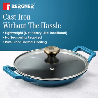 Excalibur Cast Iron 22cm (1L) Appachetty with Lid | Induction & Gas Compatible