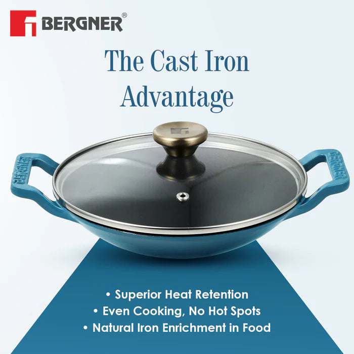 Excalibur Cast Iron 22cm (1L) Appachetty with Lid | Induction & Gas Compatible