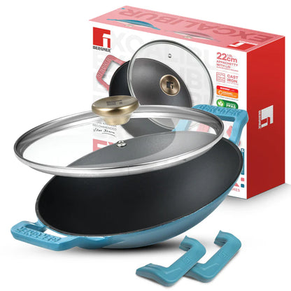 Excalibur Cast Iron 22cm (1L) Appachetty with Lid | Induction & Gas Compatible