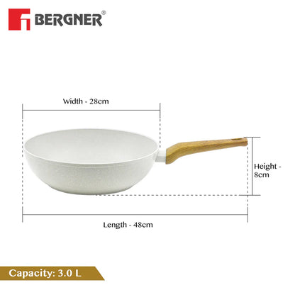 Naturally Forged Aluminum 28 cm Wok – Deep Kadai, Even Heating, Induction & Gas Stove Compatible