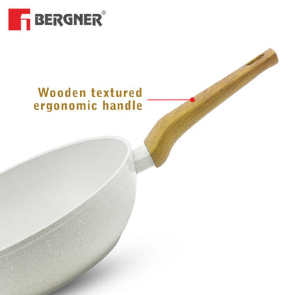 Naturally Forged Aluminum 28 cm Wok – Deep Kadai, Even Heating, Induction & Gas Stove Compatible