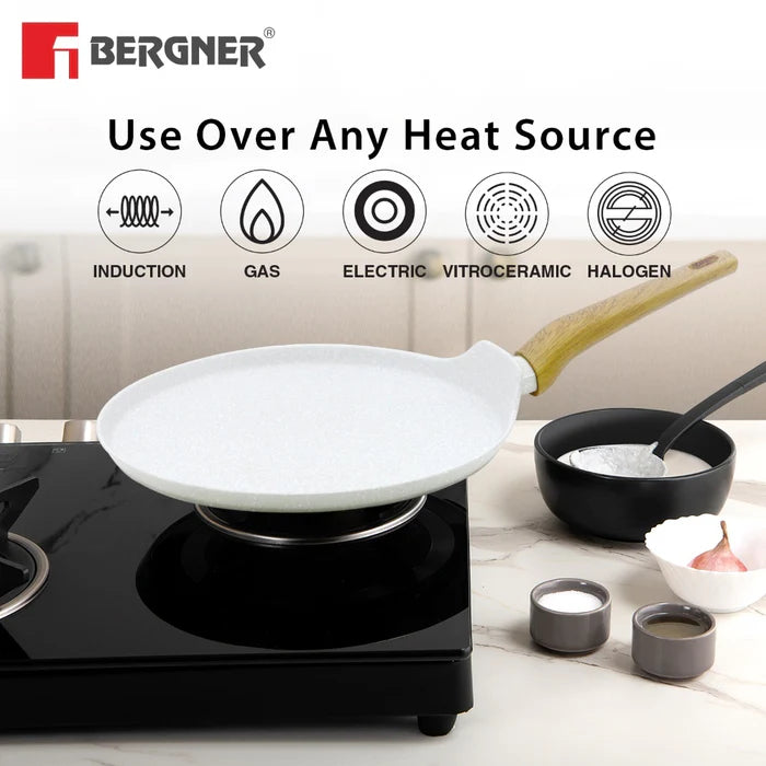Naturally Forged Aluminum 28 cm Pancake Pan / Dosa Tawa – Even Heating, Induction & Gas Stove Compatible