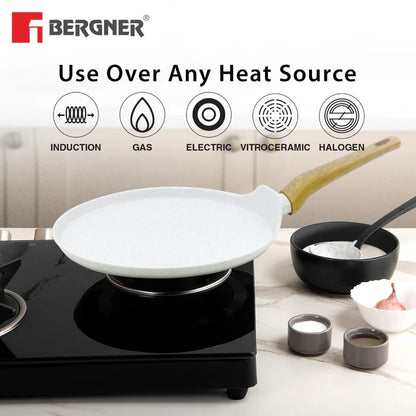 Naturally Forged Aluminum 28 cm Pancake Pan / Dosa Tawa – Even Heating, Induction & Gas Stove Compatible