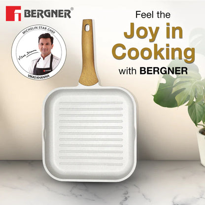 Naturally Cast Aluminum 26 cm Grill Pan – Even Heating, Induction & Gas Stove Compatible