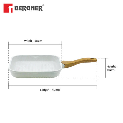 Naturally Cast Aluminum 26 cm Grill Pan – Even Heating, Induction & Gas Stove Compatible