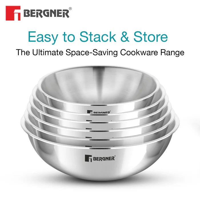 Argent TriPly Stainless Steel Tasra Set of 6 | Even Heat Distribution | Induction Friendly Cookware