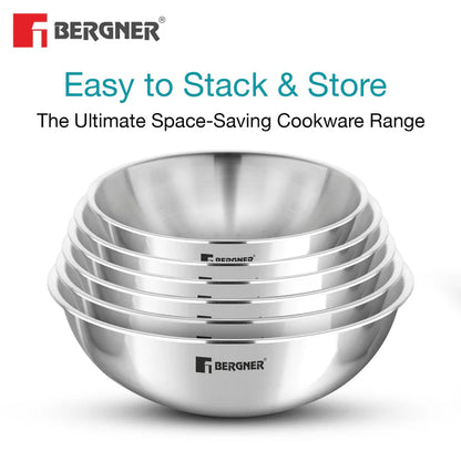 Argent TriPly Stainless Steel Tasra Set of 6 | Even Heat Distribution | Induction Friendly Cookware