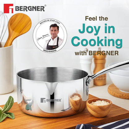 Argent Tri-Ply Stainless Steel Milk Pan / Saucepan | Even Heat Distribution | Less Oil Use | Induction & Gas Compatible | Durable & Healthy Cooking