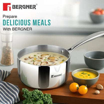 Argent Tri-Ply Stainless Steel Milk Pan / Saucepan | Even Heat Distribution | Less Oil Use | Induction & Gas Compatible | Durable & Healthy Cooking