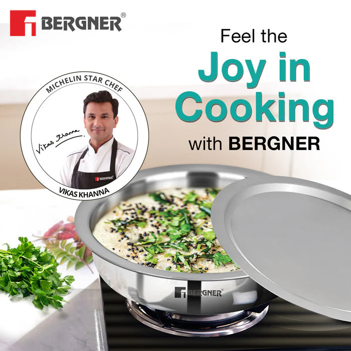 Argent Tri-Ply Stainless Steel Lagdi | Induction Bottom | Durable & Food-Safe Cookware
