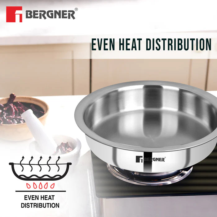 Argent Tri-Ply Stainless Steel Lagdi | Induction Bottom | Durable & Food-Safe Cookware