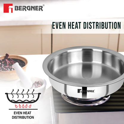 Argent Tri-Ply Stainless Steel Lagdi | Induction Bottom | Durable & Food-Safe Cookware