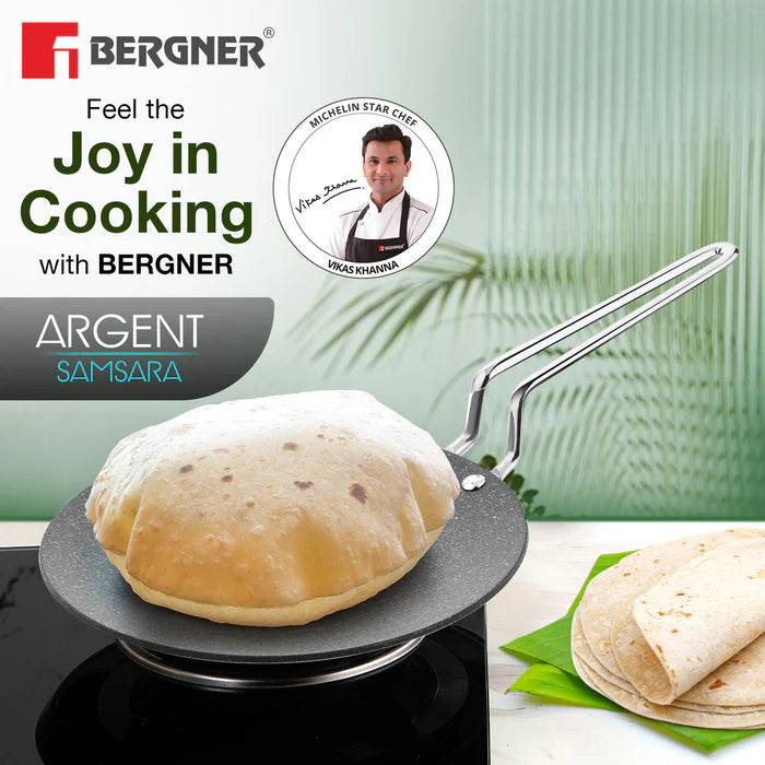 Argent Samsara Tri-Ply Stainless Steel Roti Tawa | Induction Friendly | Fast & Even Heating