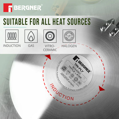 Argent Samsara Tri-Ply Stainless Steel Roti Tawa | Induction Friendly | Fast & Even Heating
