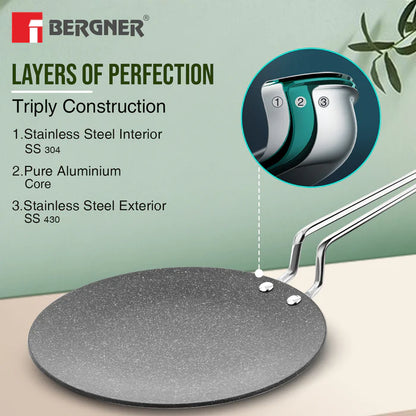 Argent Samsara Tri-Ply Stainless Steel Roti Tawa | Induction Friendly | Fast & Even Heating