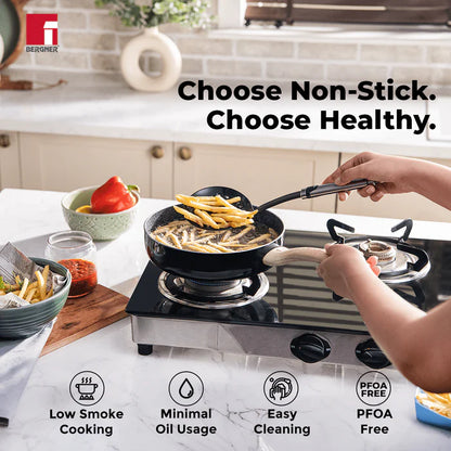 Bellini Plus Aura 5-Layer Greblon C3 Non-Stick Deep Frypan | Induction & Gas Compatible | PFOA-Free, Even Heating