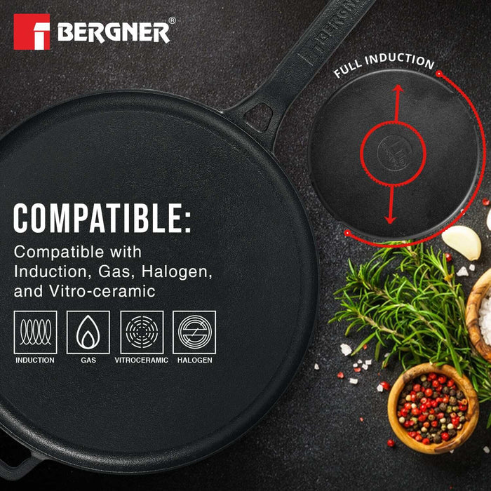 Eco Pre-Seasoned Cast Iron Dosa Tawa 28 cm | Heavy Duty Flat Tawa