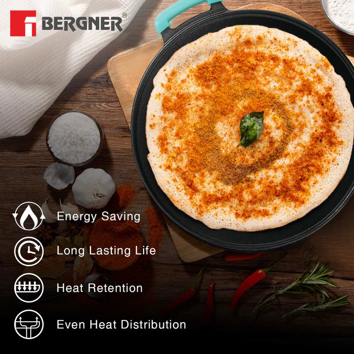 Eco Cast Iron 30 cm Flat Tawa | One Handle Design | Even Heat Distribution