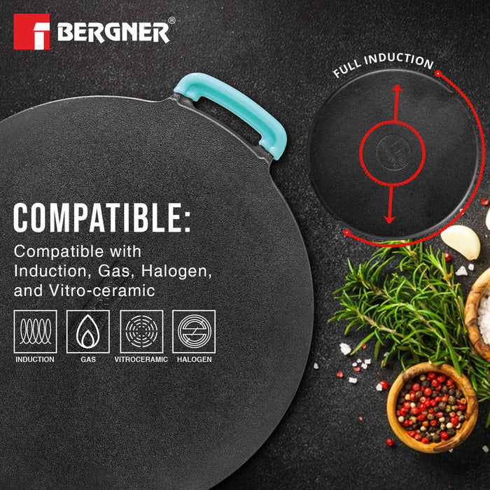 Eco Cast Iron 30 cm Flat Tawa | One Handle Design | Even Heat Distribution