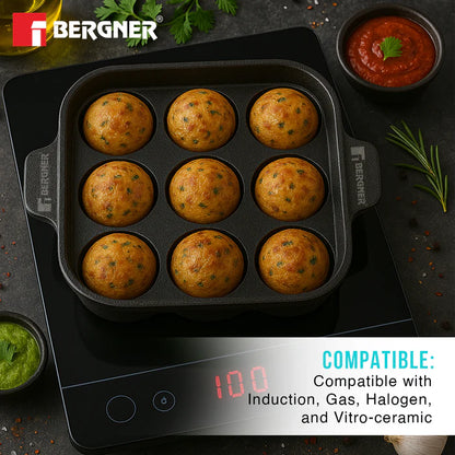 Eco Cast Iron Paniyarakkal 9 Pits | Square Appam & Appe Pan | Induction Ready