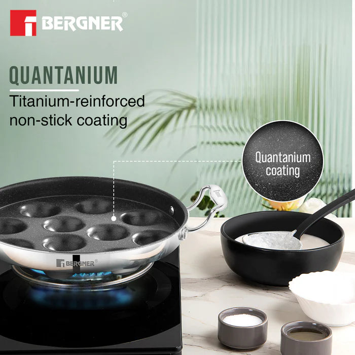 Argent Samsara Tri-Ply Stainless Steel Paniyaram Pan (11 Pits) | Induction Bottom | Healthy Cooking