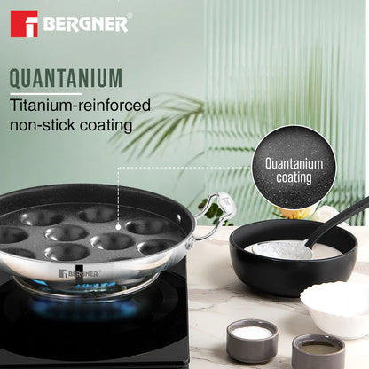 Argent Samsara Tri-Ply Stainless Steel Paniyaram Pan (11 Pits) | Induction Bottom | Healthy Cooking