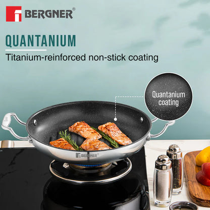Argent Samsara Tri-Ply Stainless Steel Round Grill Pan | Induction Bottom | Fast & Even Heating