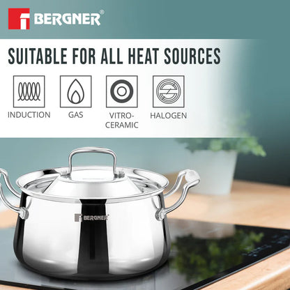 Argent Samsara Tri-Ply Stainless Steel Biryani Handi | Induction Bottom | Durable & Food-Safe Cookware