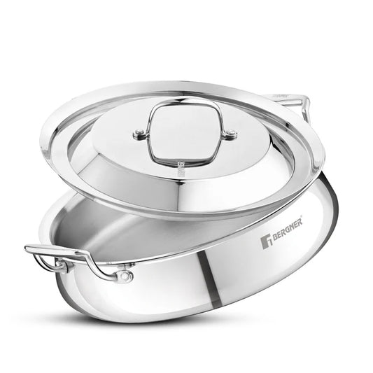 Argent Samsara Tri-Ply Stainless Steel Biryani Handi 28 cm (4.25 L) | Induction & Gas Compatible | Cook & Serve