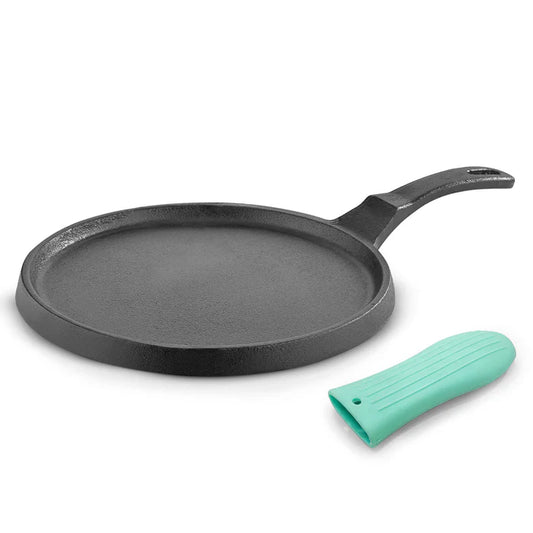 Eco Cast Iron Pizza Pan 26 cm | Heavy Duty Baking & Grilling Pan | Induction Ready