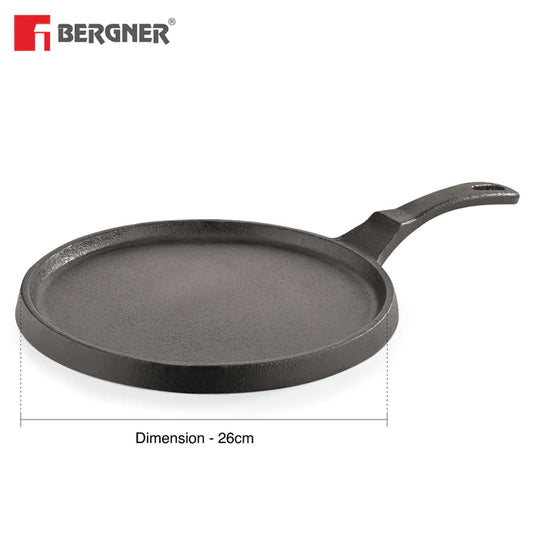 Eco Cast Iron Pizza Pan 26 cm | Heavy Duty Baking & Grilling Pan | Induction Ready