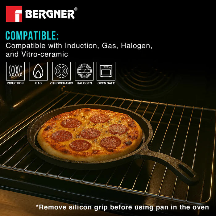 Eco Cast Iron Pizza Pan 26 cm | Heavy Duty Baking & Grilling Pan | Induction Ready